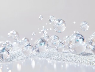 A large number of small, clear spheres arranged in a pattern