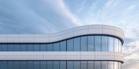 Fototapeta premium Creative building design. Building facade of unusual shape, art object, architectural art. 