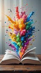 Boundless Creativity: Exploding Colors Emerging from an Open Book