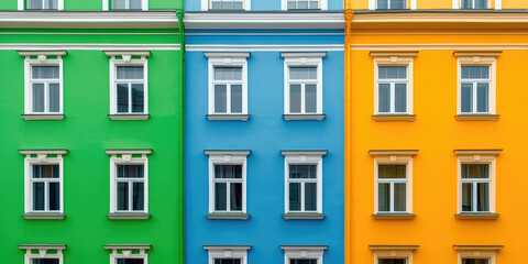 Fototapeta premium Сolorful bright different painted houses in province, urban area