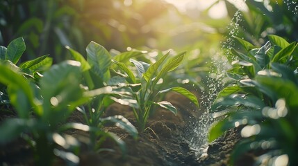 Obraz premium Men planting trees and watering them to combat global warming and enhance air quality