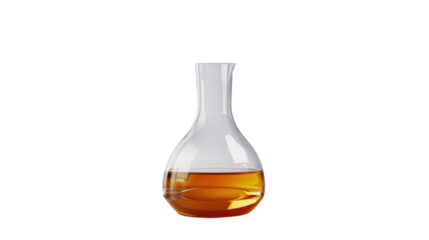 
Laboratory test glass container with liquid on transparent background