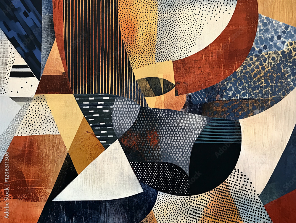 Poster abstract colorful geometric art with bold patterns and vibrant hues