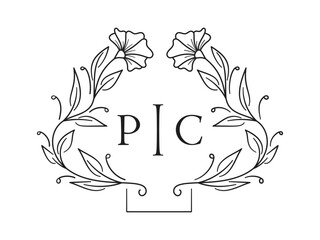 Luxury black-and-white wedding monogram logotype