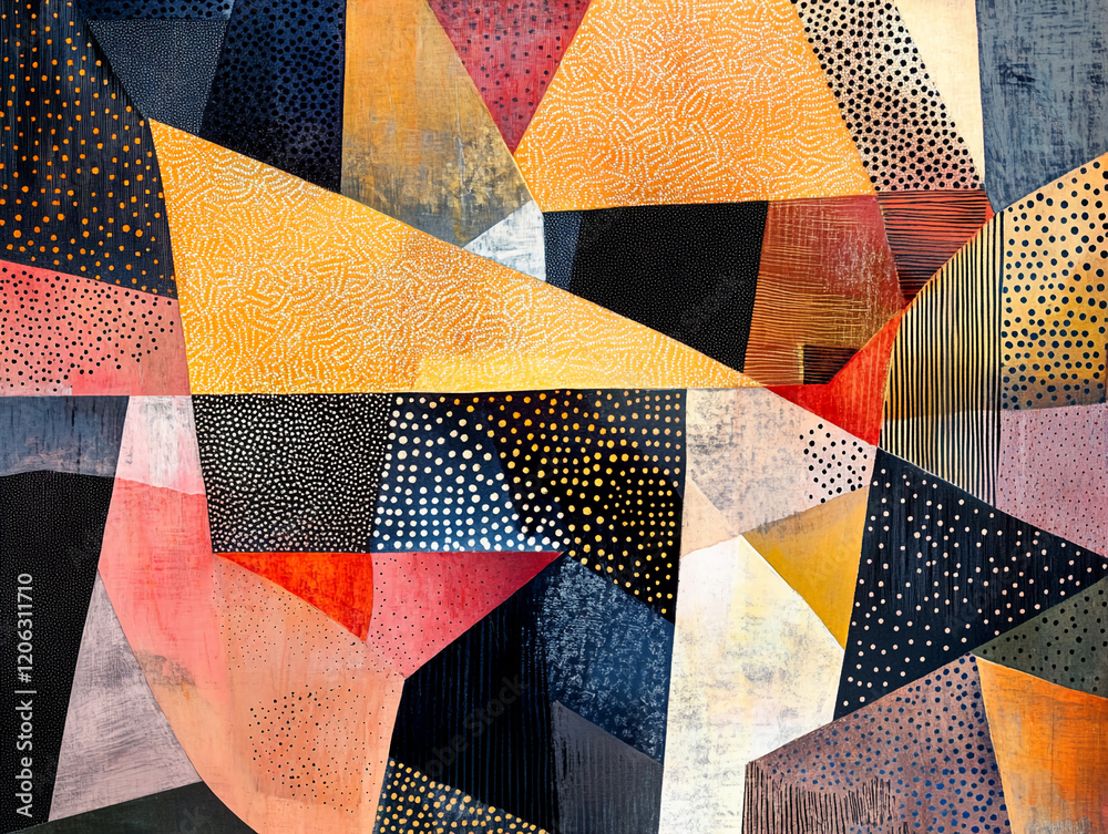 Aufkleber abstract geometric design with colorful shapes, textures, and patterns in modern art style