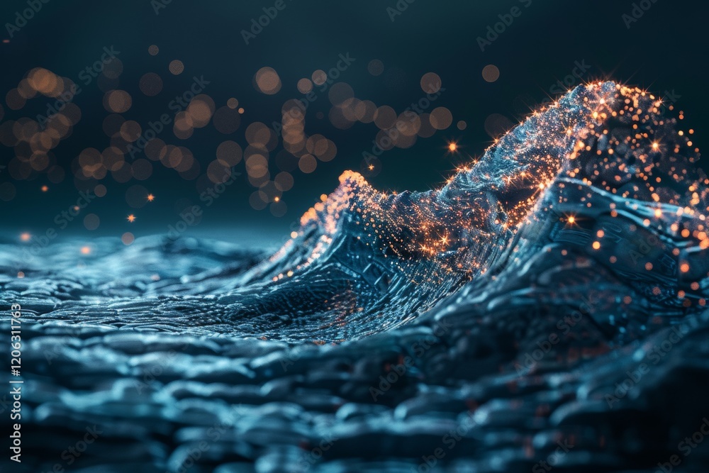 Aufkleber a wave made of flowing blocks representing fluid blockchain transactions