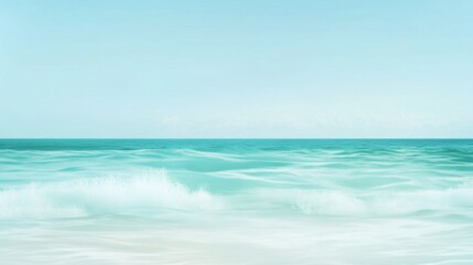 Obraz premium A serene ocean breeze gradient background.featuring soft blues and greens with gentle waves.emphasizing calm and relaxation.Ideal for beach resorts, travel promotions, and tranquil designs
