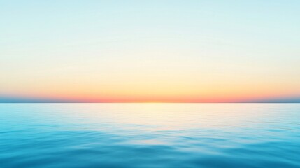 Fototapeta premium A serene ocean sunset gradient background.featuring soft blues and oranges.highlighting the beauty of a sunset over the ocean.Ideal for travel promotions, nature blogs, and calming designs