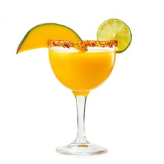 A fruity and vibrant Mango Margarita cocktail with tequila, mango puree, lime juice