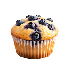 baked blueberry muffin isolated on transparent background