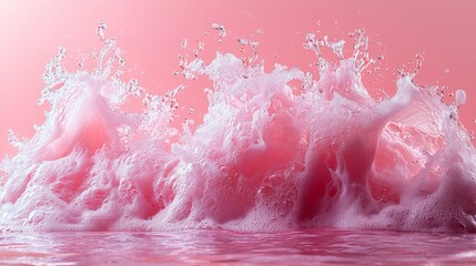 Dramatic pink ocean waves in a surreal composition