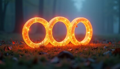Glowing Rings in a Blurred Forest: Captivating Central Focus in Nature Photography