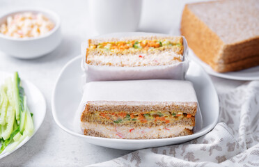 Egg crab salad vegetables japanese sandwich