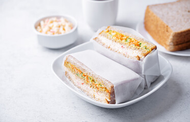 Egg crab salad vegetables japanese sandwich