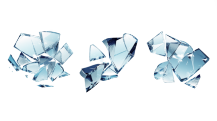 Shattered Glass Fragments Abstract Blue Texture Background