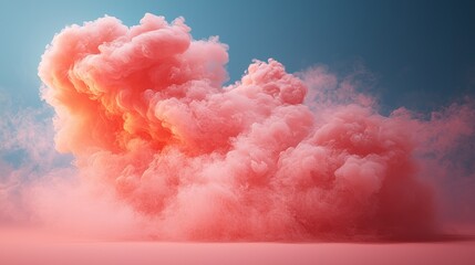 Fototapeta premium Dramatic pink smoke cloud against a blue sky