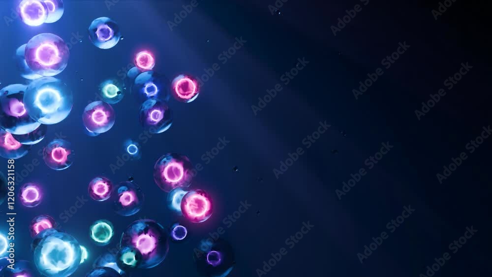Canvas Prints futuristic abstract satisfying glowing orbs, colorful animated sci-fi spheres, 4k seamless loop