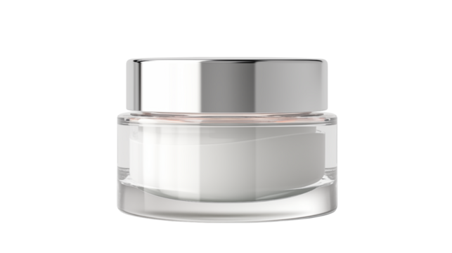 Luxury Skincare Cream Jar Mockup – Clear Glass Packaging with Elegant Silver Lid for Beauty Product Branding