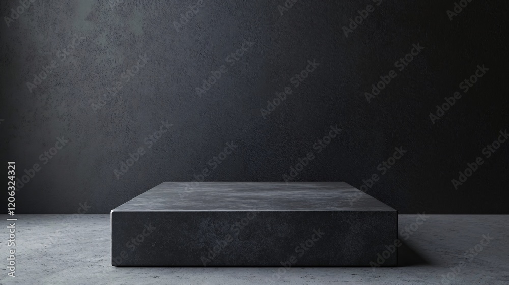 Aufkleber empty black concrete platform displaying products on dark background