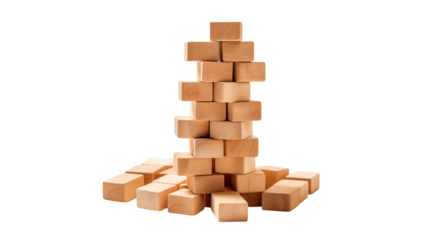 Wooden Blocks Tower Instability Concept Risk Management Business Strategy Stacking Game Image