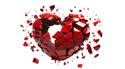 Shattered Heart Abstract Red Crystal Heart Exploding into Fragments Perfect for Broken Heart Concepts Dramatic Visuals and Emotional Designs