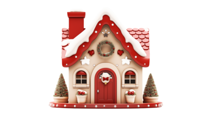Charming Christmas Gingerbread House 3D Render for Holiday Cards and Festive Designs