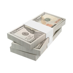 Asset 3D realistic American 100-dollar bill with isolated background