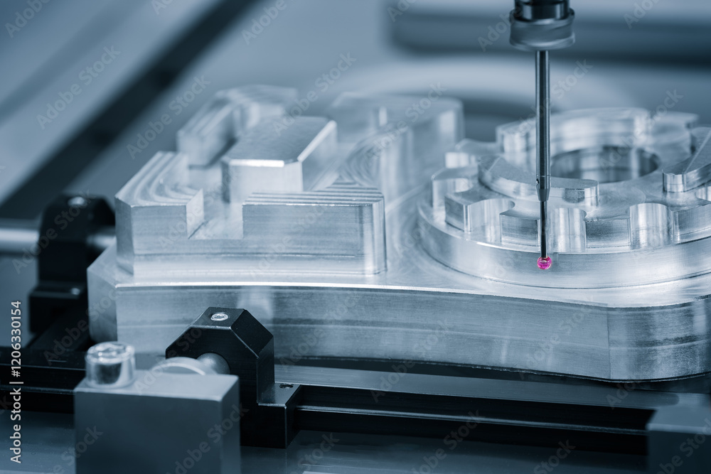 Poster Quality control on milling CNC machine, coordinate measuring machine, Quality control machine