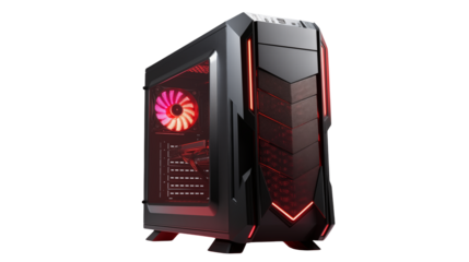 Sleek Gaming PC Tower with RGB Lighting Perfect for Esports Marketing and Tech Websites