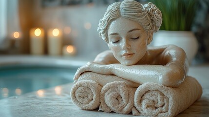 Relaxing spa scene with a serene female figure