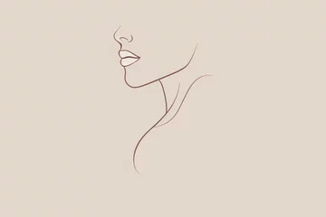 Papier peint photo intissé one line drawing of a woman, silhouette of a woman one line draw