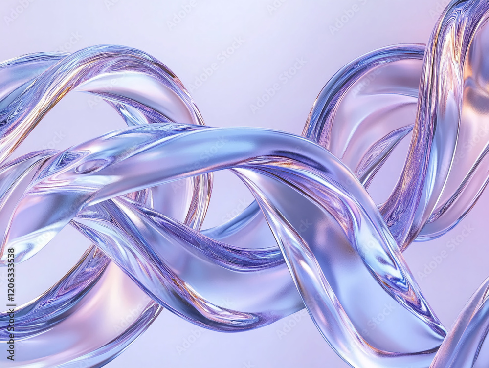 Poster Colorful translucent glass chains intertwining in a decorative pattern against a soft gradient background