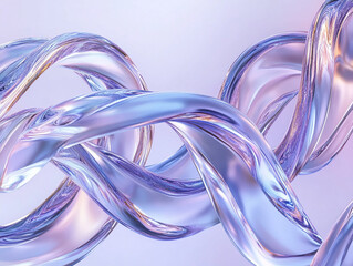 Colorful translucent glass chains intertwining in a decorative pattern against a soft gradient background