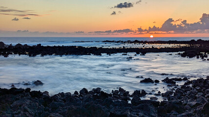 sunrise over the north coast of Lanzarote, Mojon blanco caleta beach, Canary Islands, Spain © IMAG3S