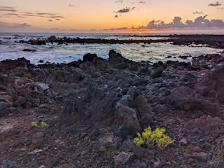 sunrise over the north coast of Lanzarote, Mojon blanco caleta beach, Canary Islands, Spain © IMAG3S