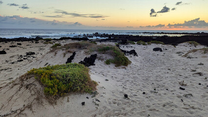 sunrise over the north coast of Lanzarote, Mojon blanco caleta beach, Canary Islands, Spain © IMAG3S