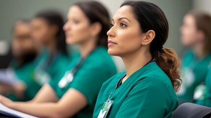 Healthcare staff attending a green healthcare initiative seminar