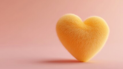 Cute 3D icon of a felt heart on a solid color background. Cute heart in lovely design of bright colors and clear details.