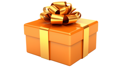 Orange Gift Box with Gold Bow Festive Present for Holiday Marketing E commerce and Celebrations