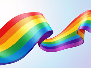 Obraz premium Colorful rainbow ribbon waving in the sky, symbolizing pride and diversity.Rainbow, colors, ribbon, vibrant, LGBTQ+, pride, flag, stripes, waving, celebration, diversity, equality, love, community, 
