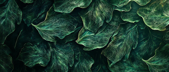 Obraz premium Intricate texture of green leaves showing detailed veins and surface patterns