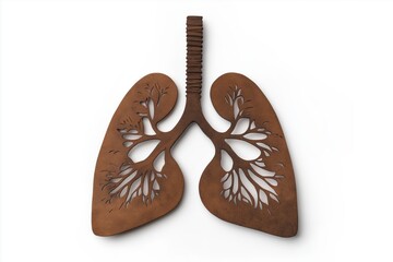 Human Anatomical Concept. Lung sculpture made of textured brown material.