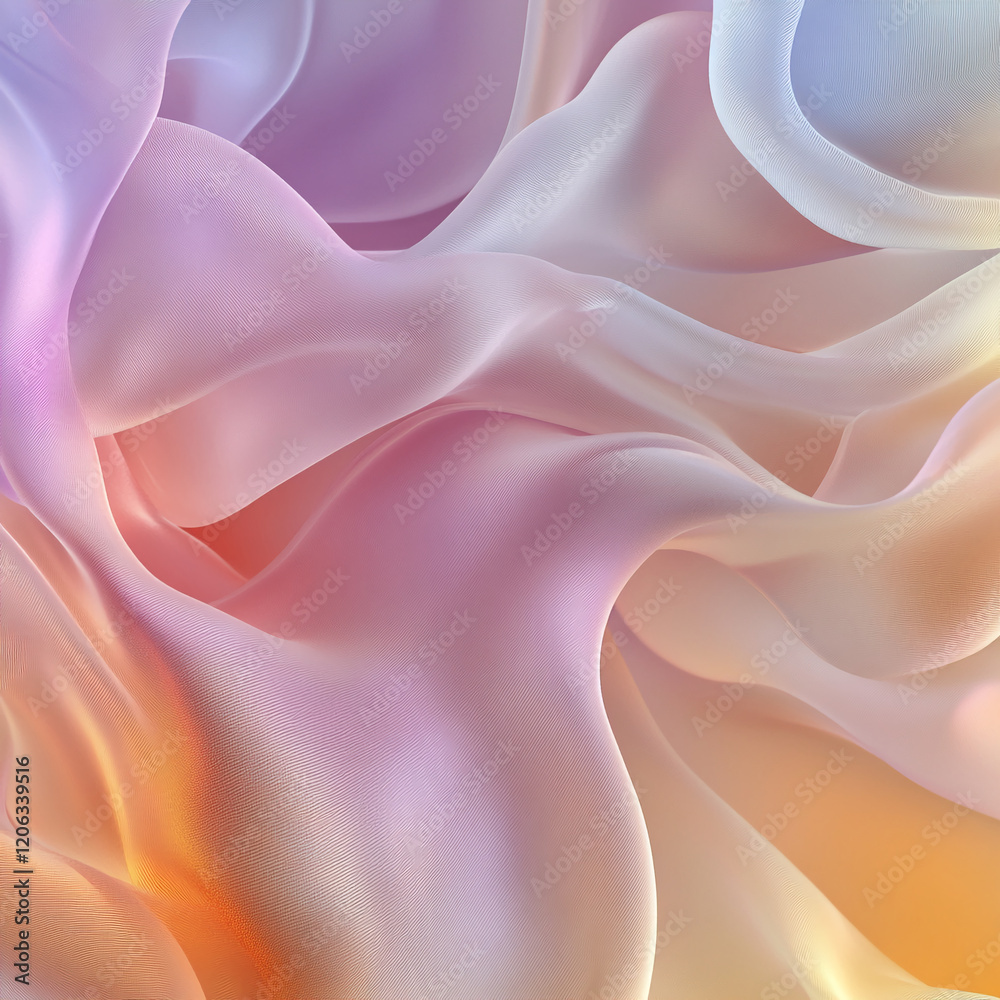 Aufkleber flowing pastel fabric creating a soft and dreamy atmosphere with gentle curves and hues