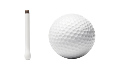 Close up of golf ball and stylus isolated on black background Ideal for sports technology and advertising imagery