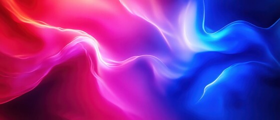 Obraz premium Abstract flowing waves of vibrant pink, red and blue colors, creating a dynamic and fluid background