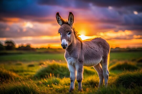 Roscommon Donkey Foal: Low Light Farm Scene, Ireland