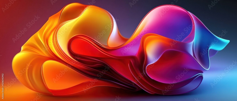 Wall mural abstract 3d fluid shape with vibrant gradient colors, flowing and swirling in a dynamic composition 
