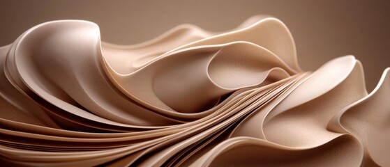 Fototapeta premium Abstract 3D beige waves with smooth curves and flowing shapes, creating a modern and elegant background
