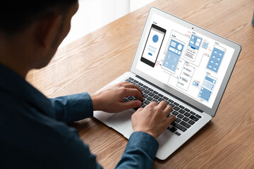 UX UI design process for modish mobile application and website . Creative prototype of wireframe...