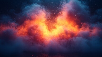 Fototapeta premium Abstract Orange and Blue Fiery Cloudscape